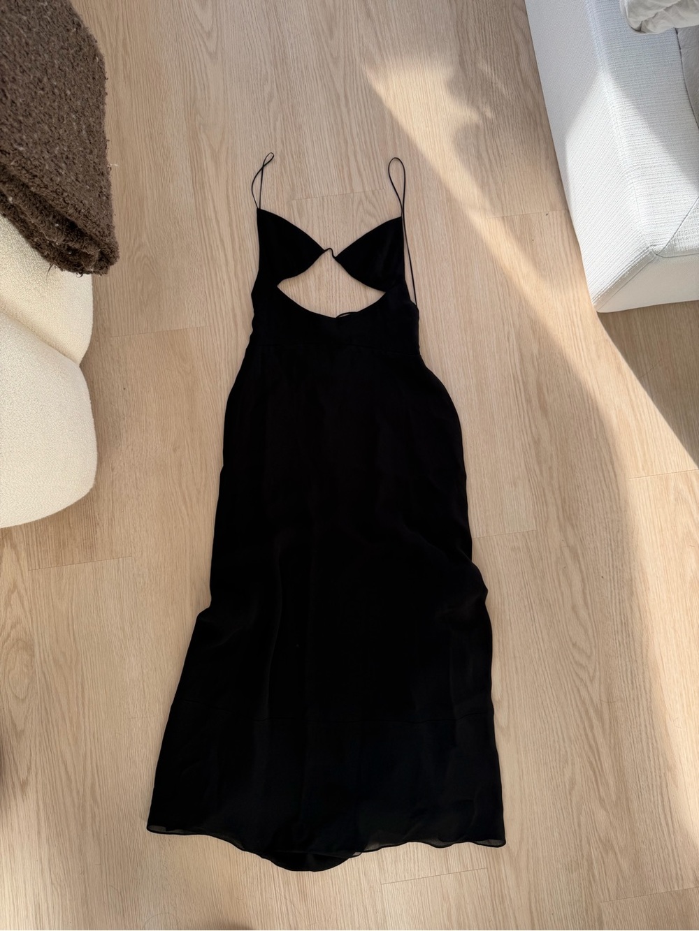 Saint Laurent Black Cutout Spaghetti-Strap Maxi Dress